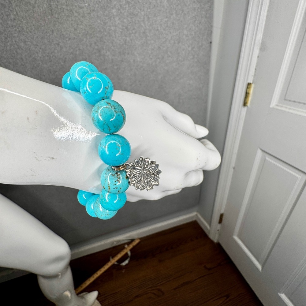 Turquoise Howlite‎ Style Bracelet Large Stone Look Beads Charms Jewelry